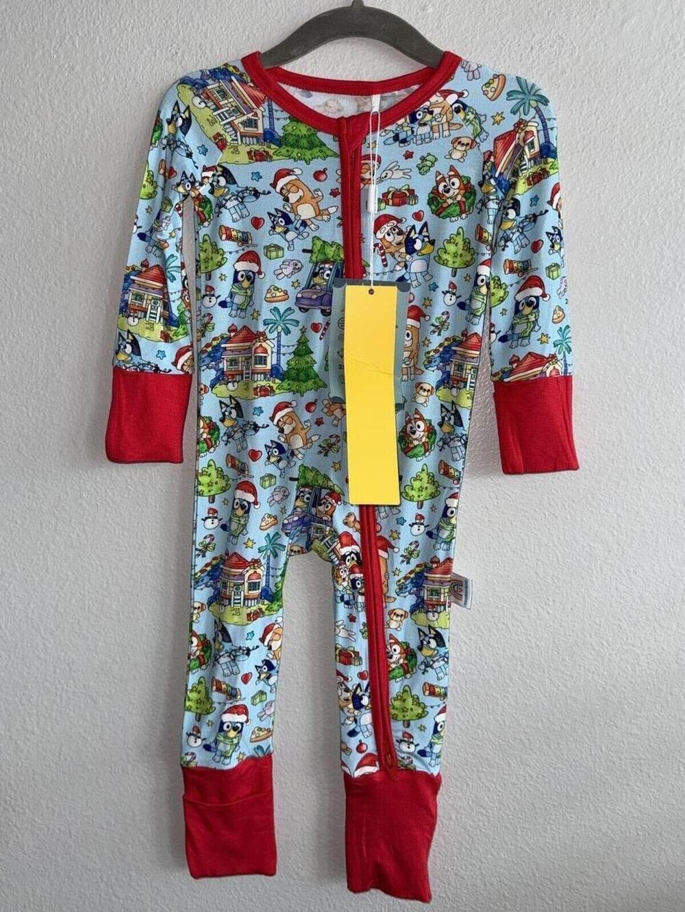 NWT Bluey Christmas Bamboo Zippy Pajamas 3-6M Sold Out Baby Sleeper Zippy